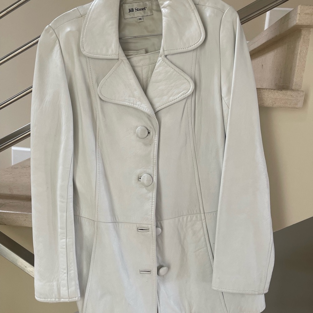 VINTAGE JILL STUART WHITE LEATHER PANTS & JACKET
